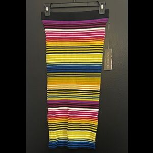 NY&Co Multicolor Striped Rib-Knit Midi Skirt
